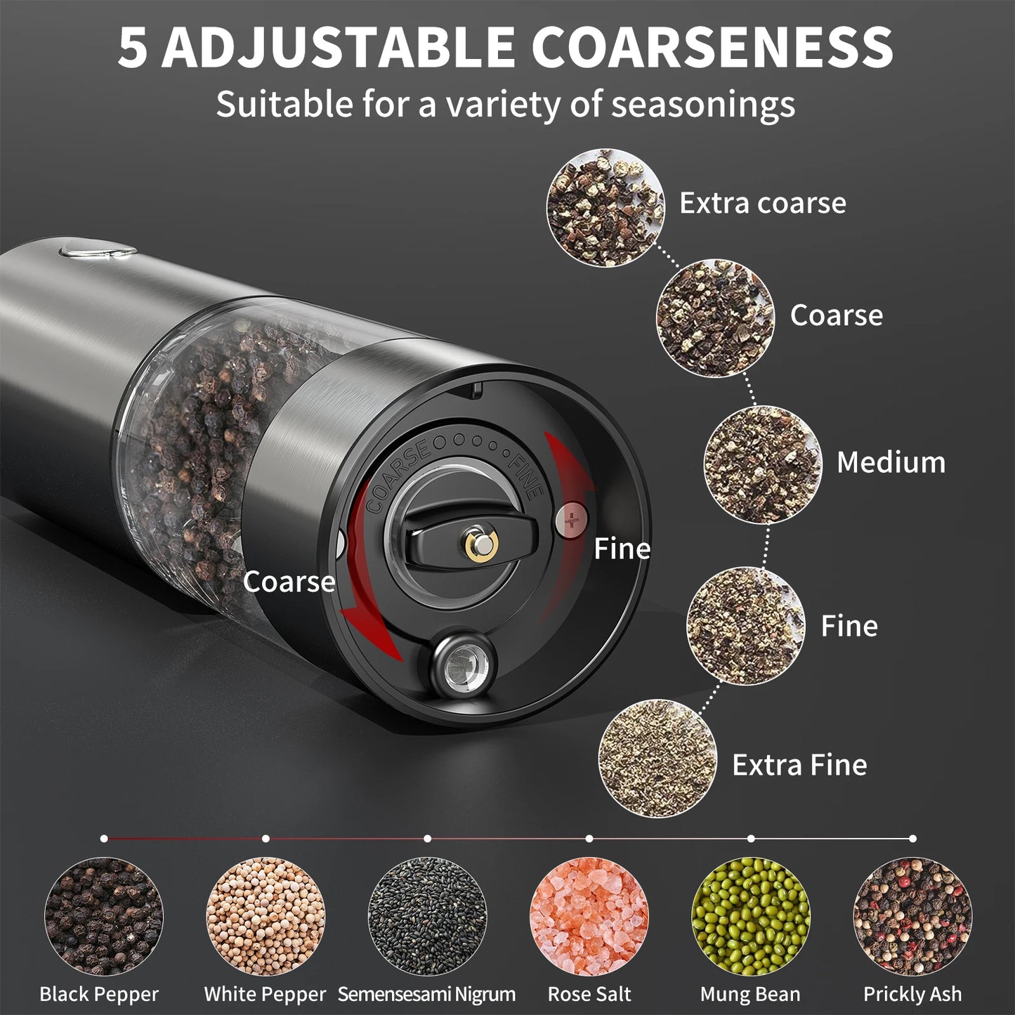 Rechargeable Electric Salt and Pepper Grinder Set