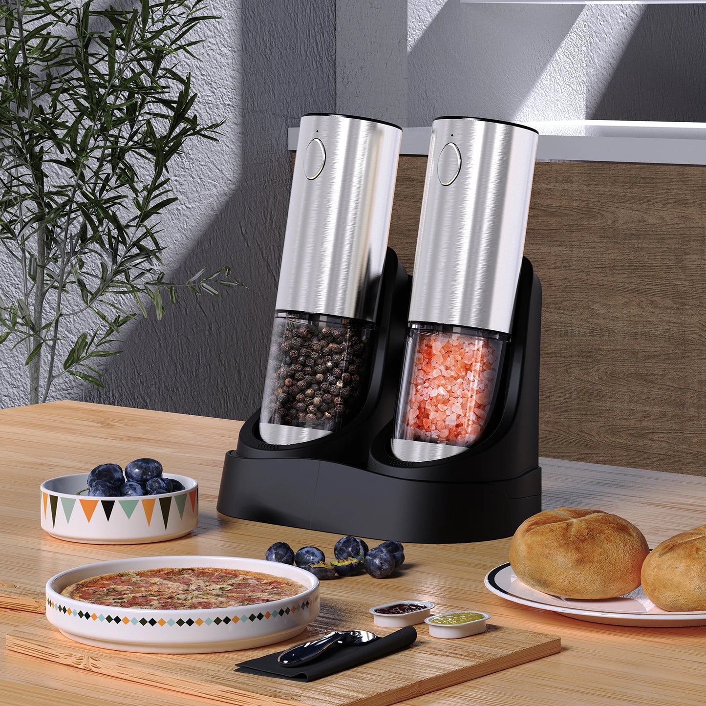 Rechargeable Electric Salt and Pepper Grinder Set