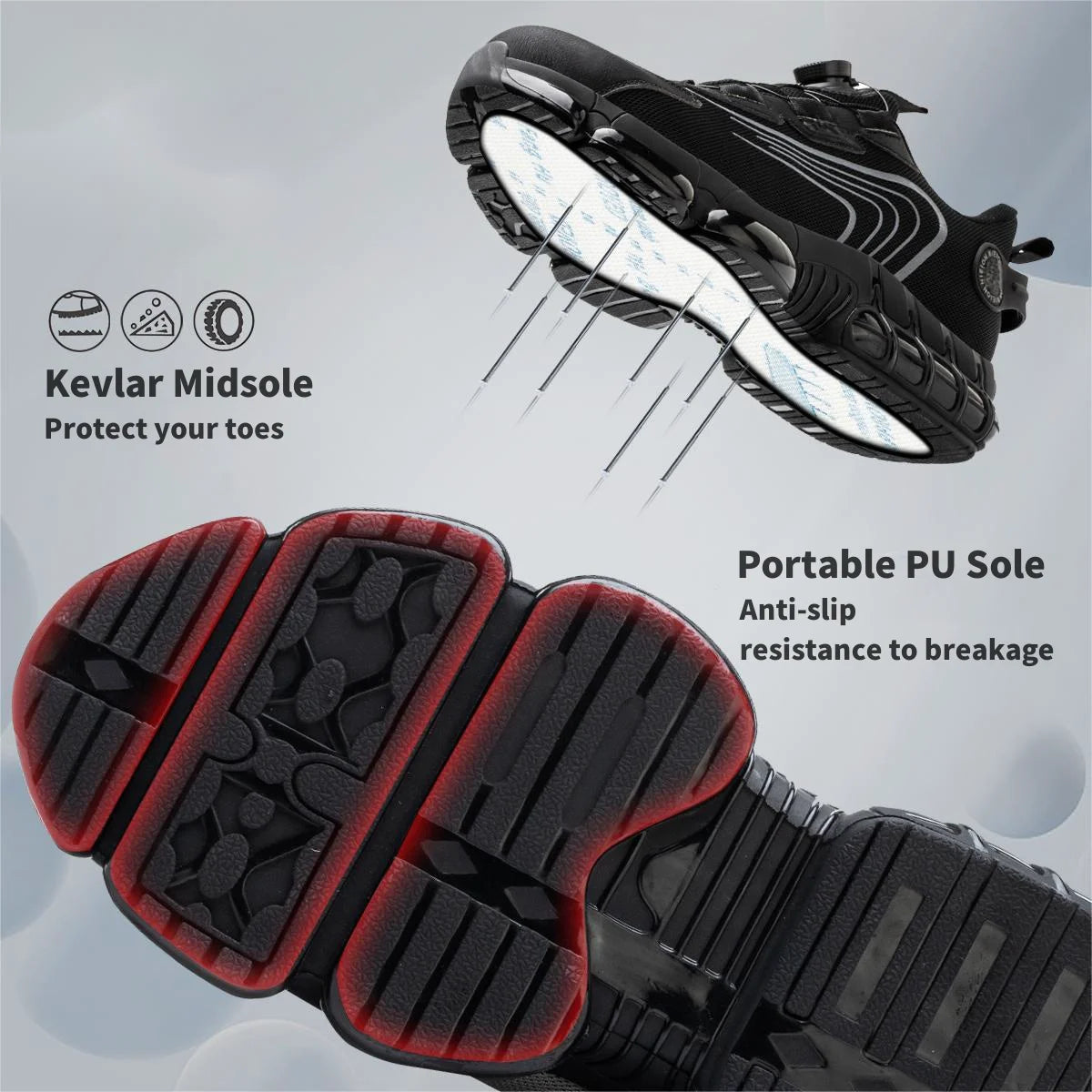 Rotary Buckle Work Sneakers Protective Shoes