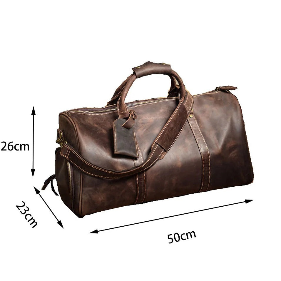 NASVA Leather Men's Bags Vintage Travel Duffle Bag