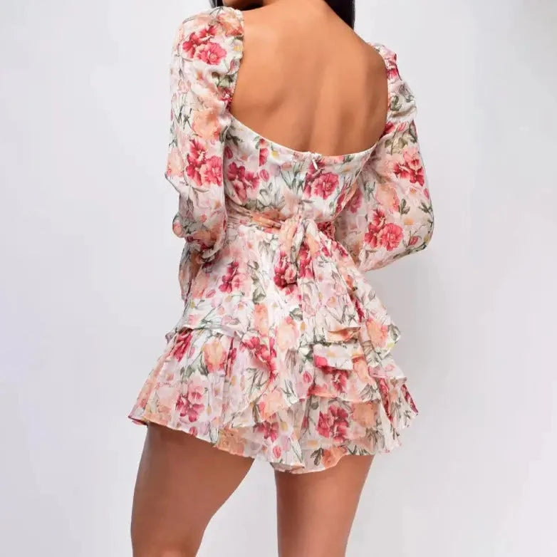 Square Collar Backless Romper