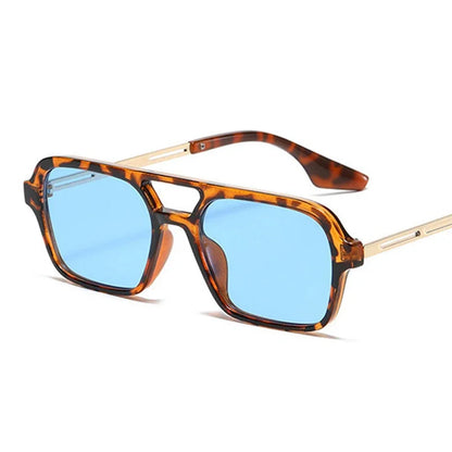 Vintage Hollow Leopard Blue Oculos De Sol