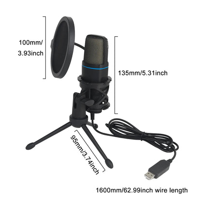 USB Microphone RGB Wire Gaming Mic for Podcast Recording