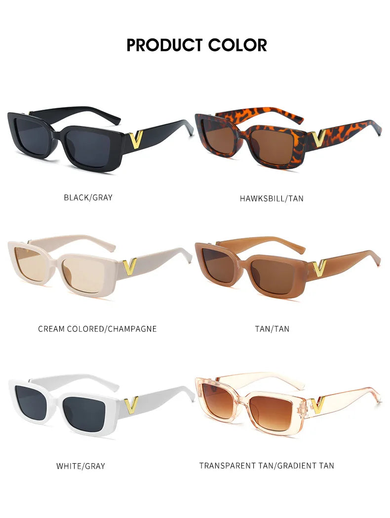 Retro Rectangle Sunglasses For Women