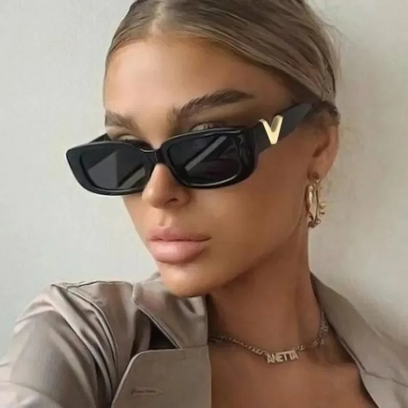 Retro Rectangle Sunglasses For Women