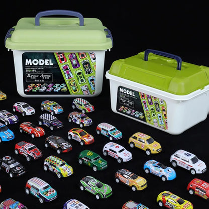 Mini Alloy Car Model Set & Storage Box