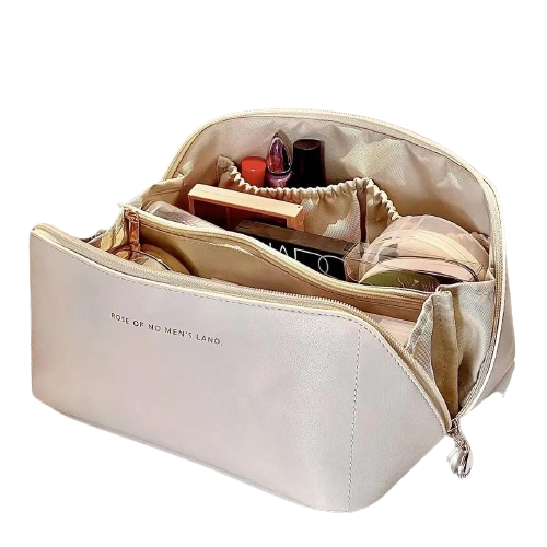 High-Capacity Leather Cosmetic Organizer