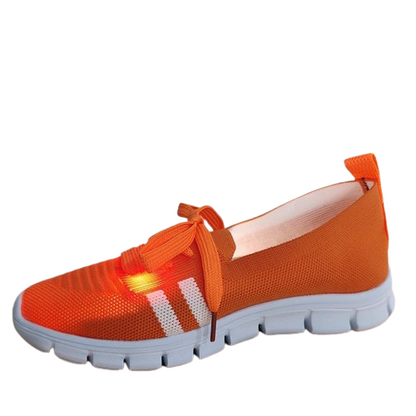 Mesh Knitted Striped Flats Shoes for Women